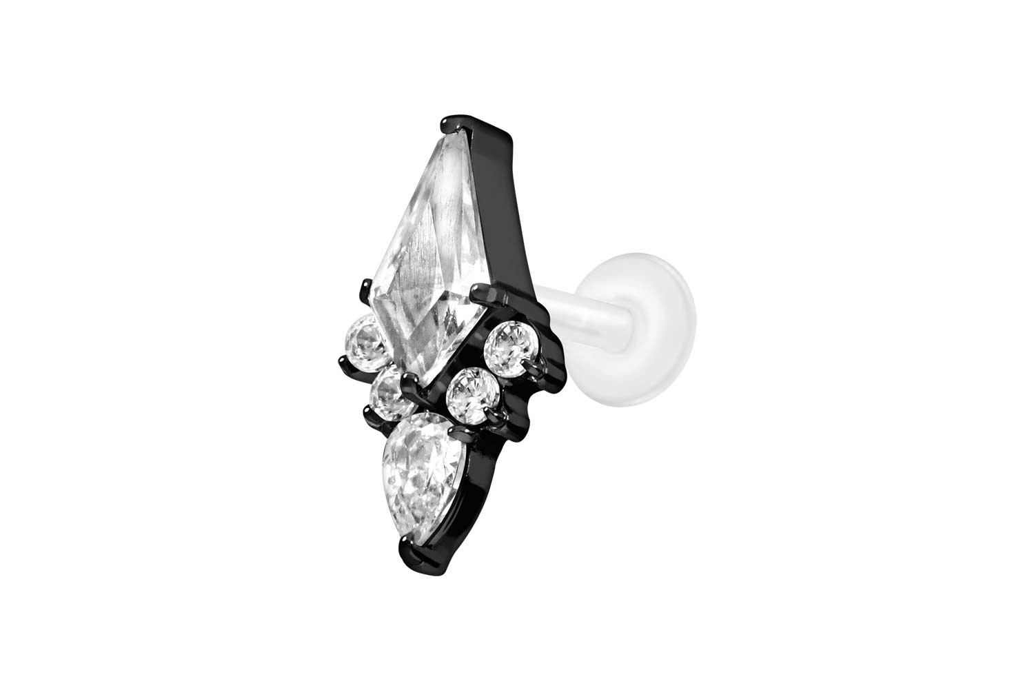 PTFE Labret Piercing mit Innengewinde + Titan-Aufsatz KRISTALLSCHILD